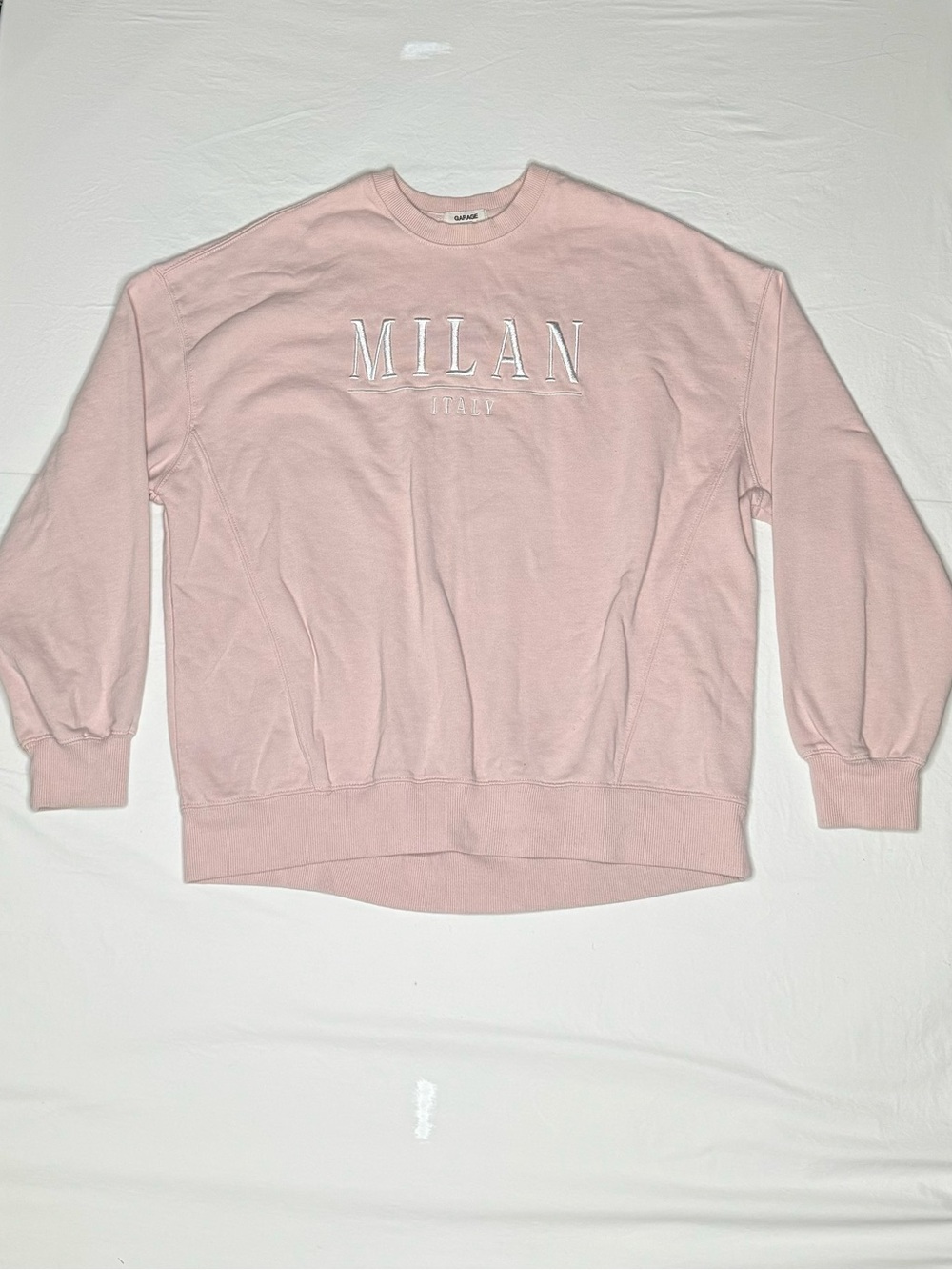 Garage- Milani Pink Crewneck Sweatshirt with Embroidered Logo